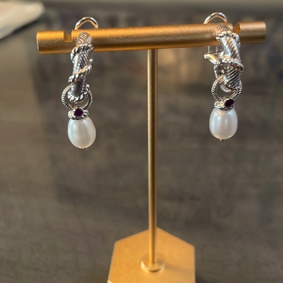 Judith Ripka sterling rope hoop earrings - Picture 2 of 11